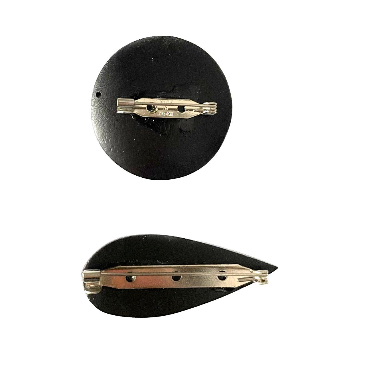 Teardrop and Round Wooden Tribal Brooch (Set of 2)