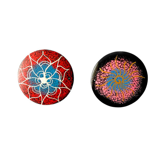 Sun and Flower Wooden Brooch (Set of 2)