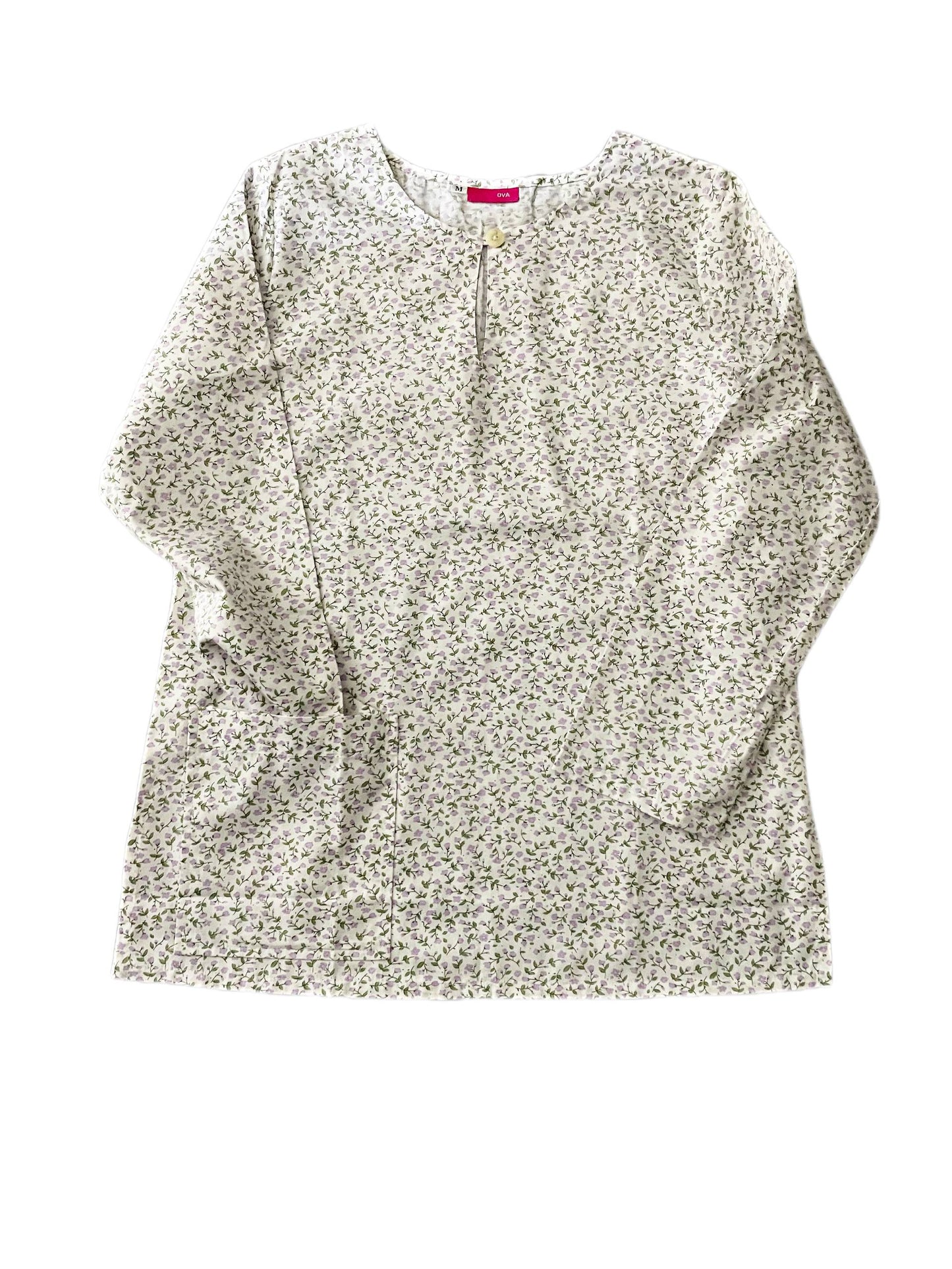 blouse in tiny florals lilac with white background