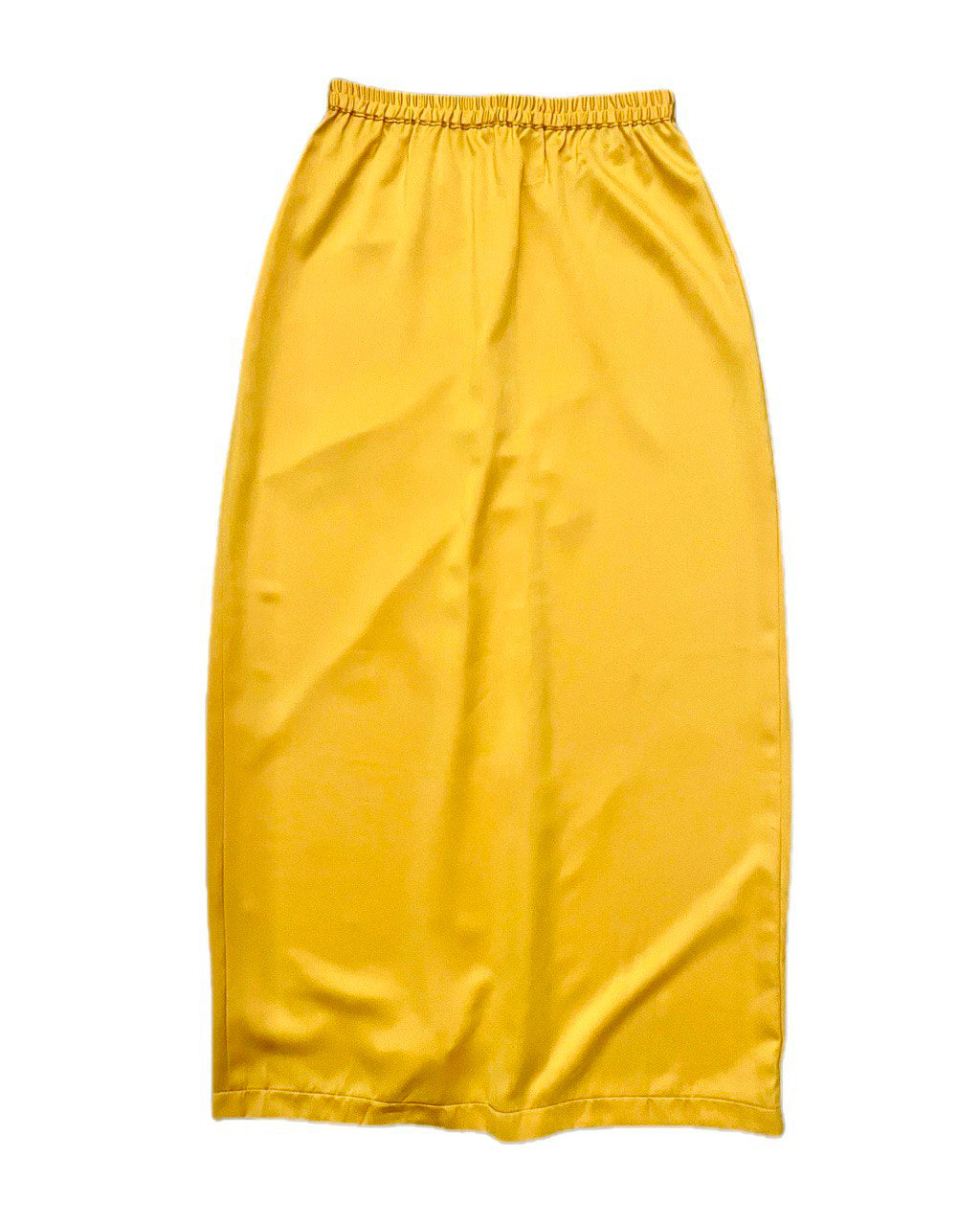 Yellow satin skirt on a white background