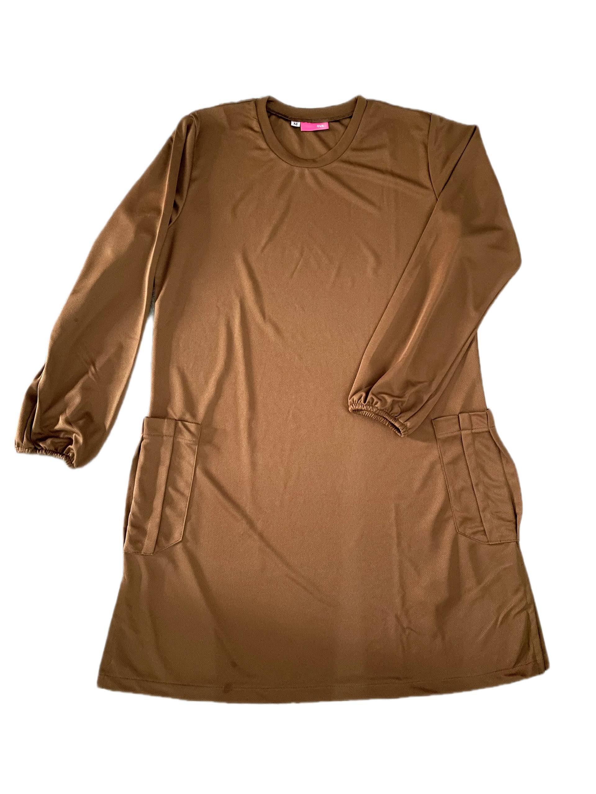 Brown long tshirt with long sleeves on a white background