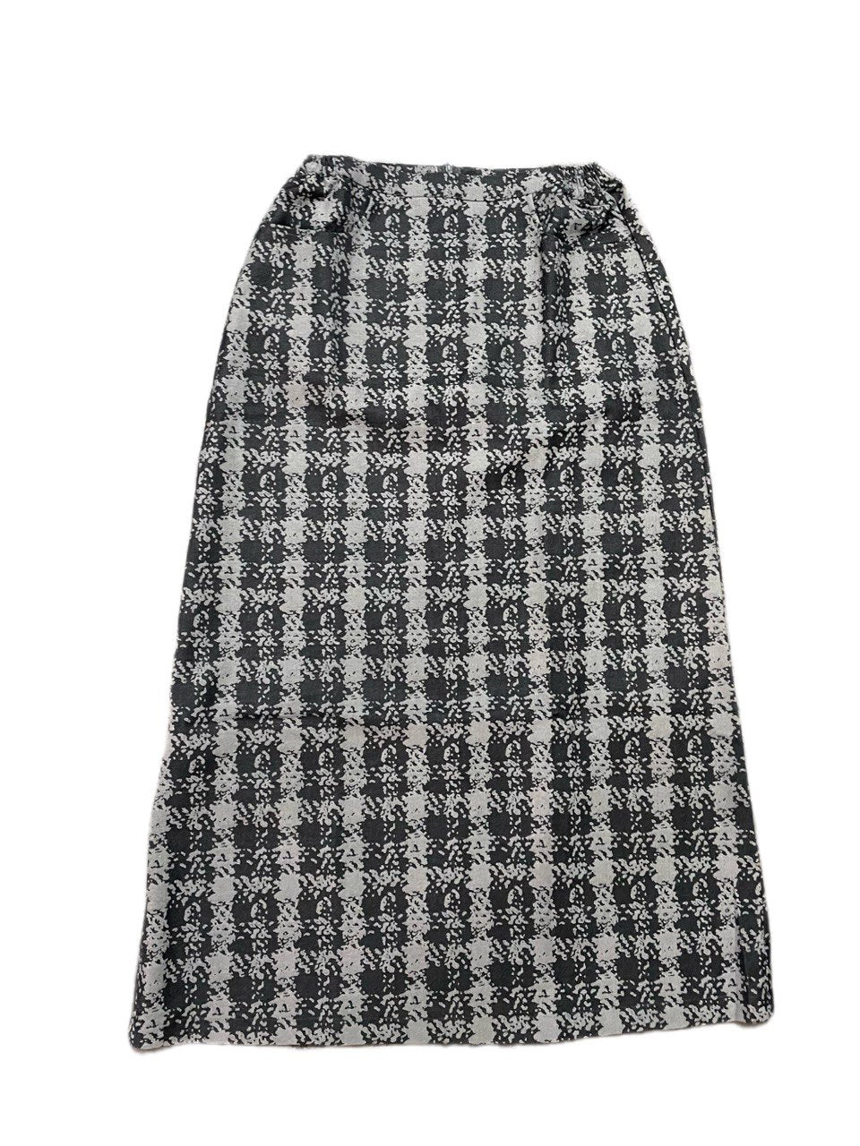 Black and dark gray checkered skirt on a white background