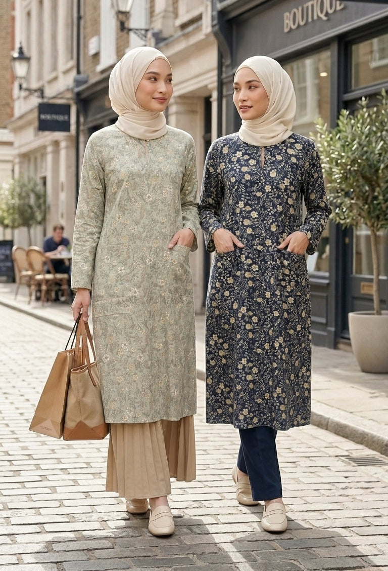 Botanica Tunics in Sage & Midnight Blue