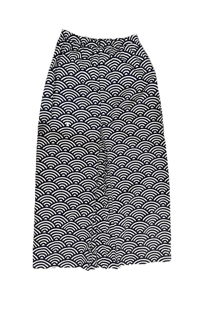 Back Skirt Dark Blue and white patterned skirt on a white background