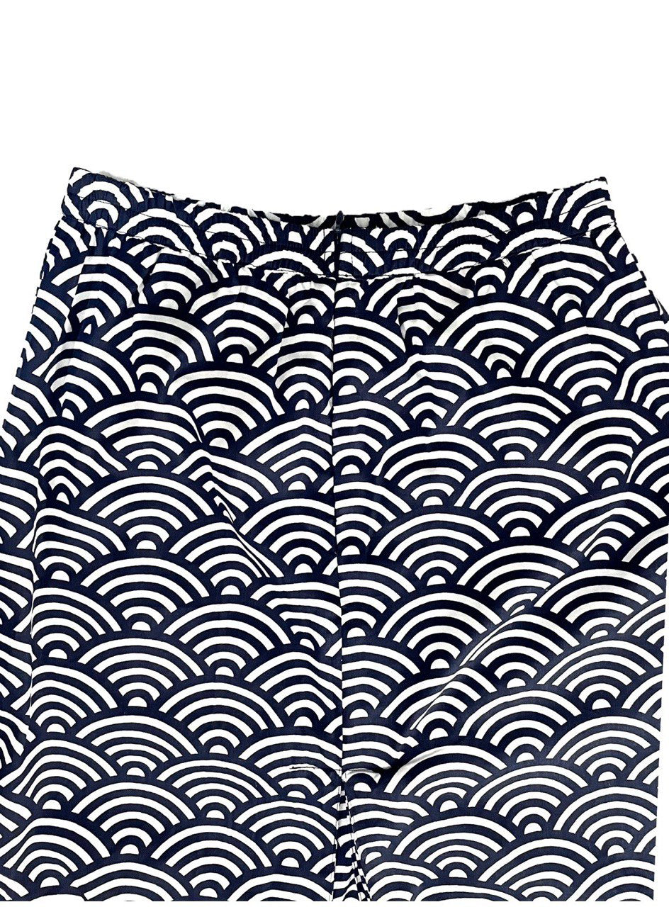 Dark Blue and white patterned skirt on a white background