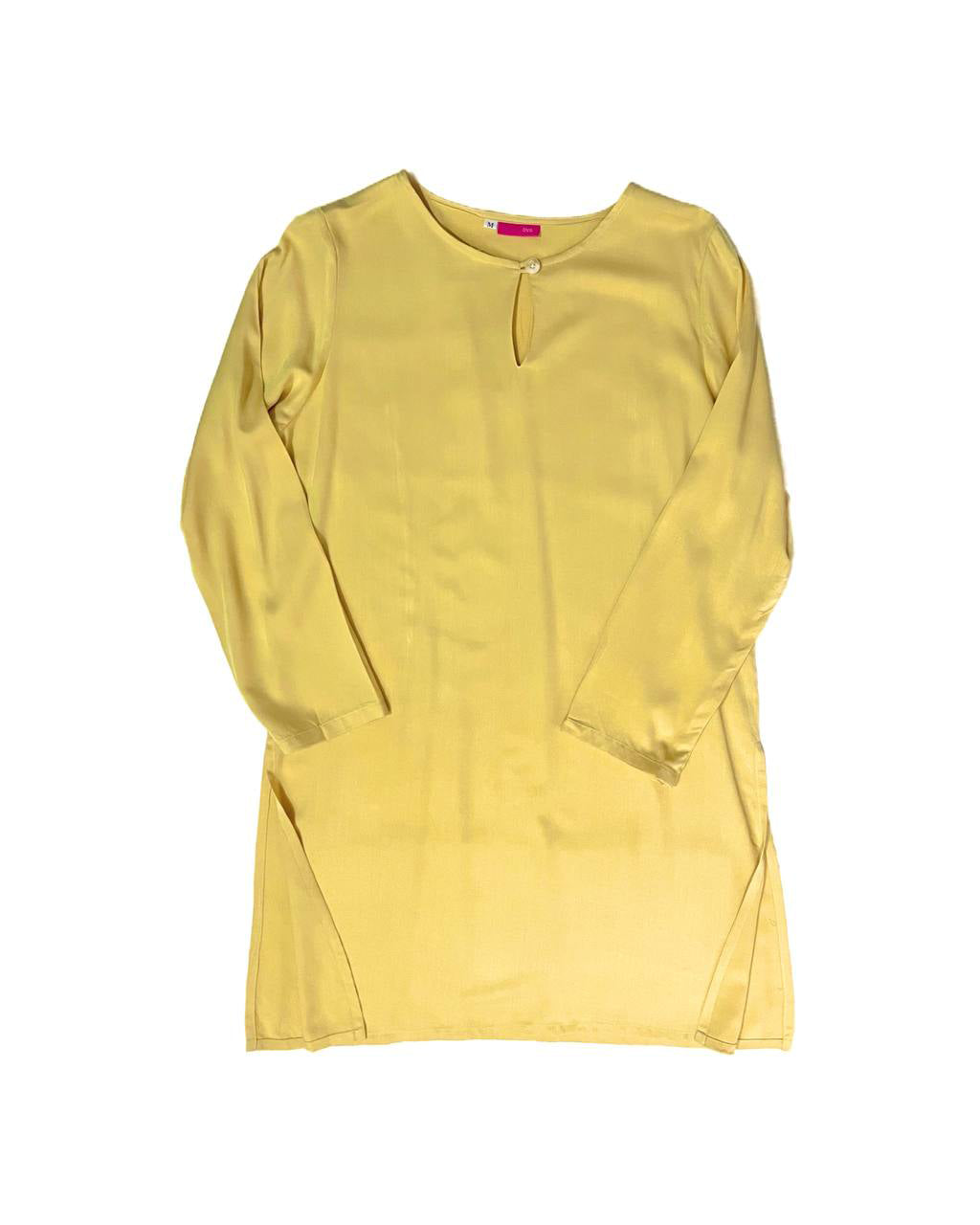 Yellow long-sleeve dress on a white background